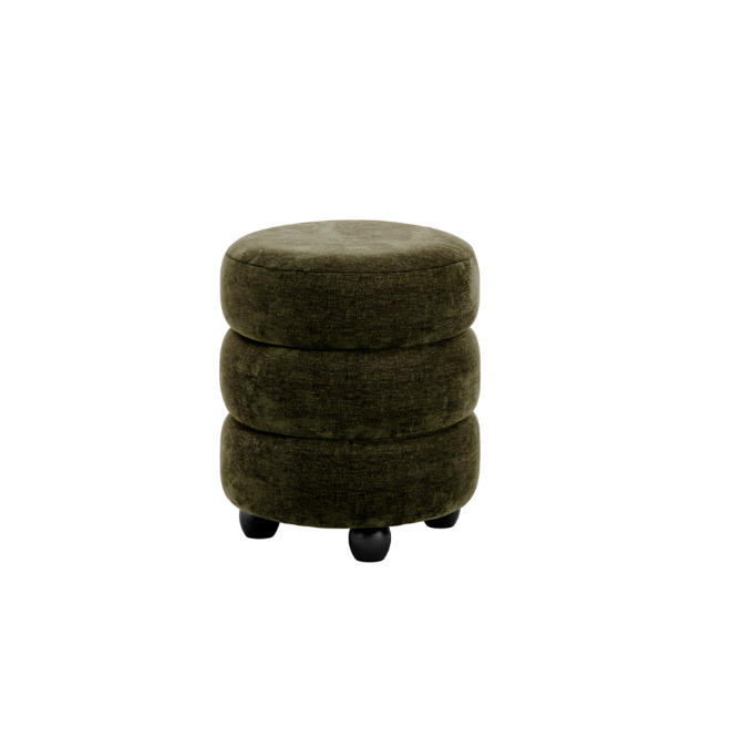 Emi Olive and Black Pouffe, Olive 44X44X50CM