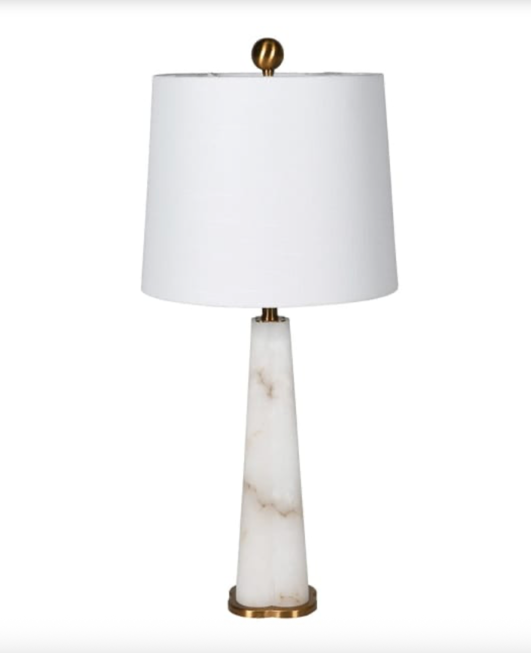 White Alabaster Conical Table Lamp with Shade