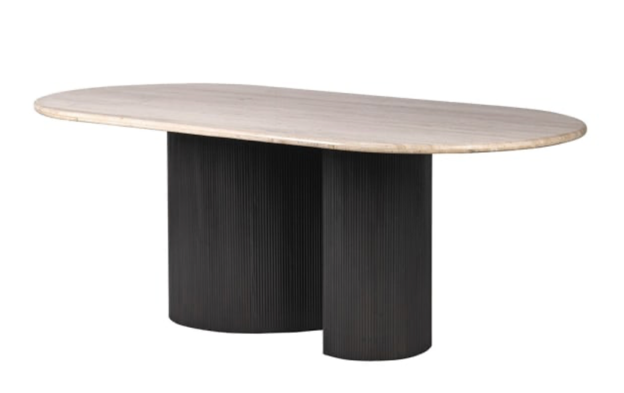 Travertine Top Curve Dining Table,H77 X W100 X D200CM