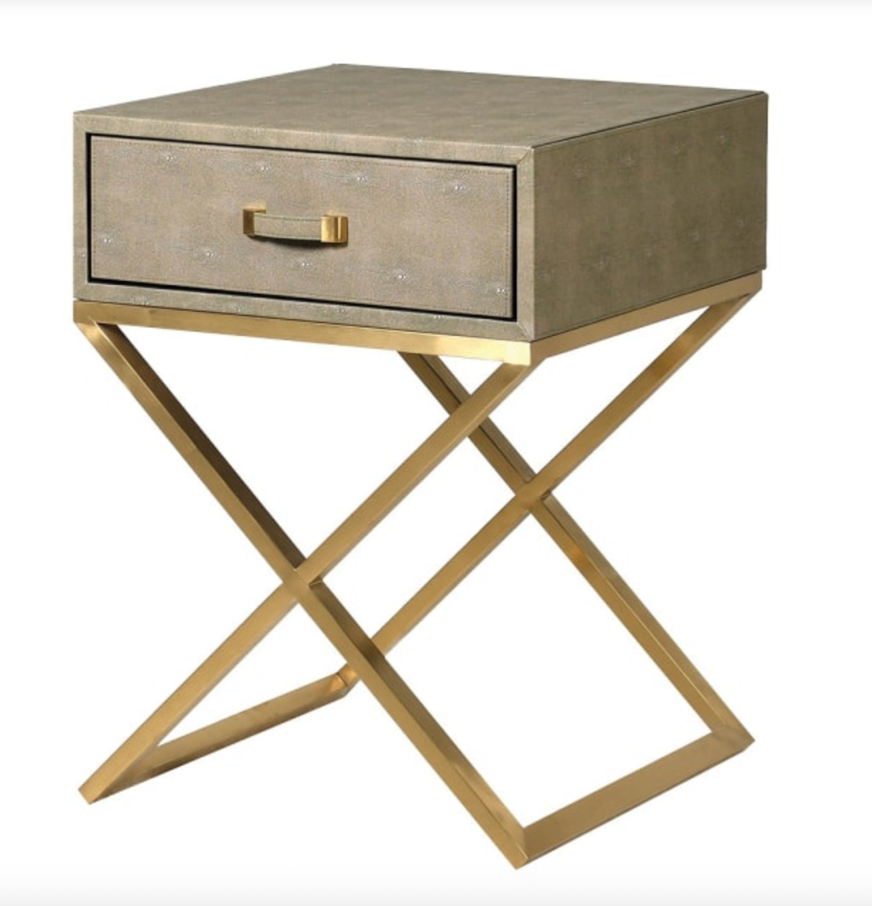 Maxim Sage Faux Shagreen Singe Drawer Bedside, H68.5 X W50 X D50CM