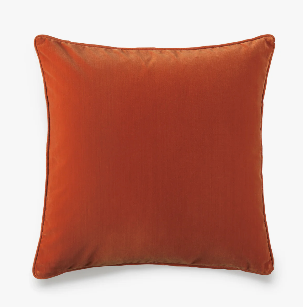 Square Plain Velvet Cushion Cover - Burnt Orange, 51 X 51CM