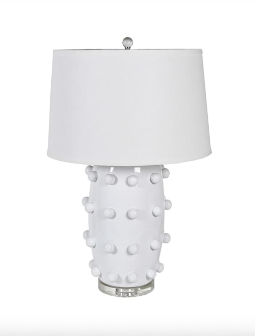 White Bobble Table Lamp with Linen Shade 65 X 45CM