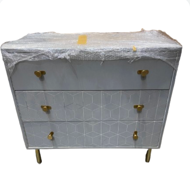 3 Door Chest of Drawers, Grey L46 x W91 x H84cm