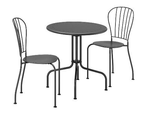 Outdoor Furniture Set, Black Table 70 X 71cm, Chairs 43 X 52 X 87CM