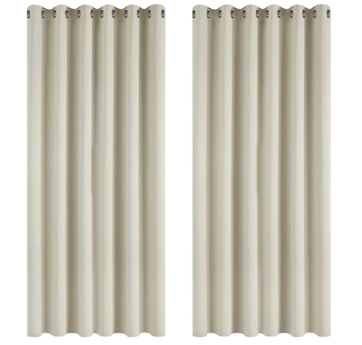 Deconovo Super Soft Thermal Insulated Eyelet Room Darkening Curtains Bedroom - Light Beige 2 Panels, W90 x L108