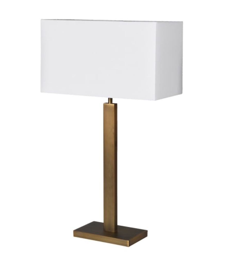 Rustic Gold Rectangular Table Lamp with Linen Shade, 68 X 38 X 20 CM