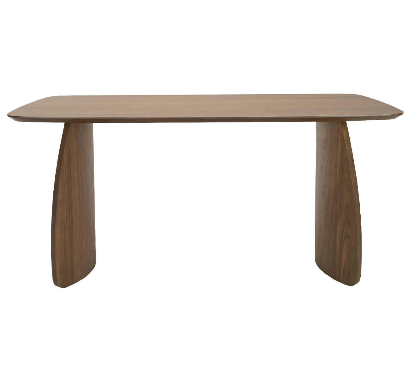 Walnut Curved Leg Dining Table - Seats 4 - 6 - Leona, 160 X 90 X 76 cm