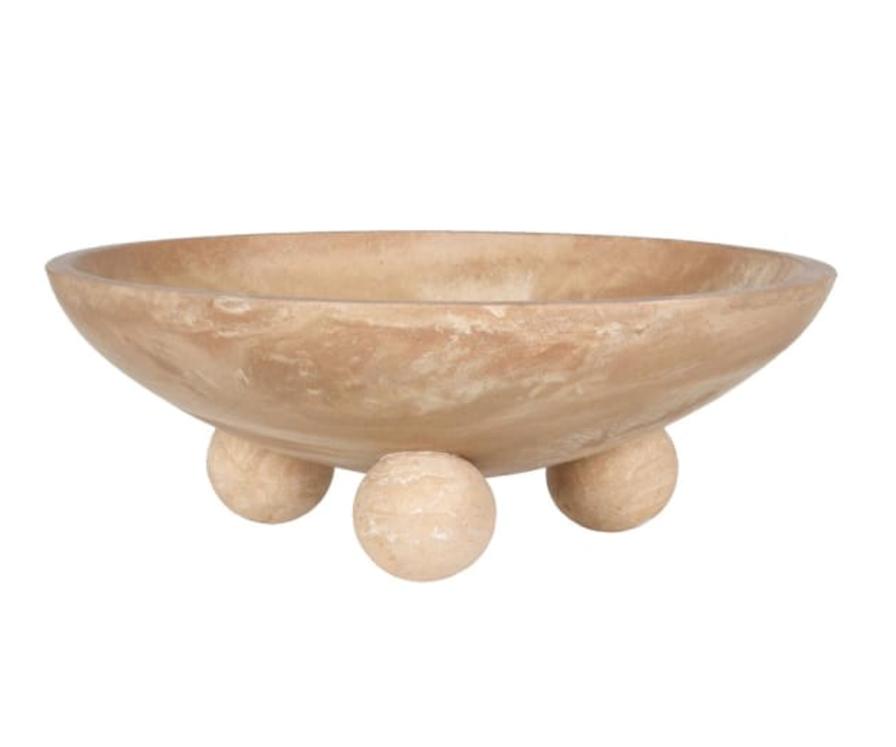 Travertine Effect Footed Bowl