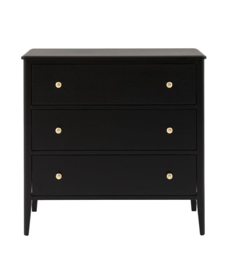 Acton 3 Drawer Chest, Black - 45 X 90 X 87 CM