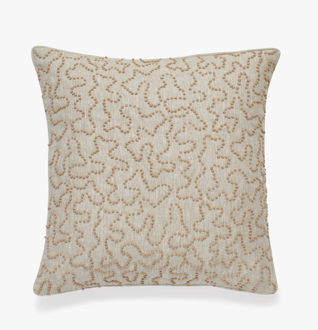 Leptoria Embroidered Cushion Cover, Apricot - 51 X 51 CM