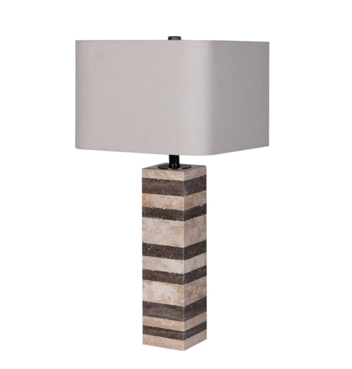 Two-tone Striped Stone Lamp with Linen Shade