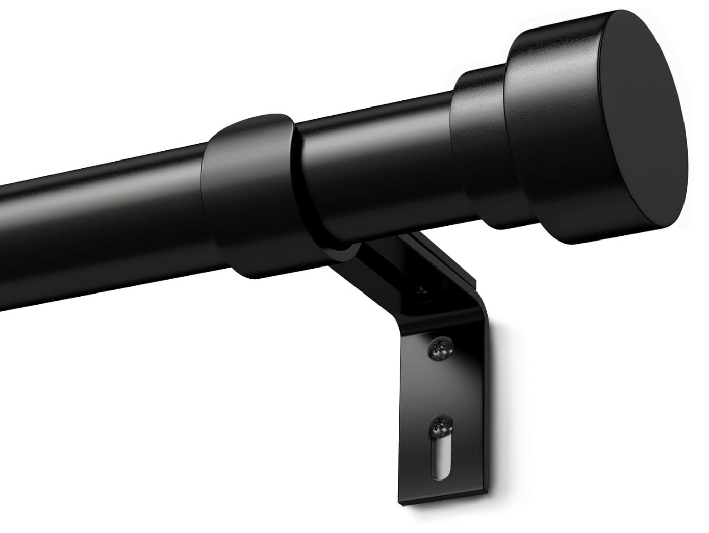 Black Curtain Pole Metal Extendable Curtain Rods Door Curtain Poles for Eyelet Curtains, Black 76 to 228cm
