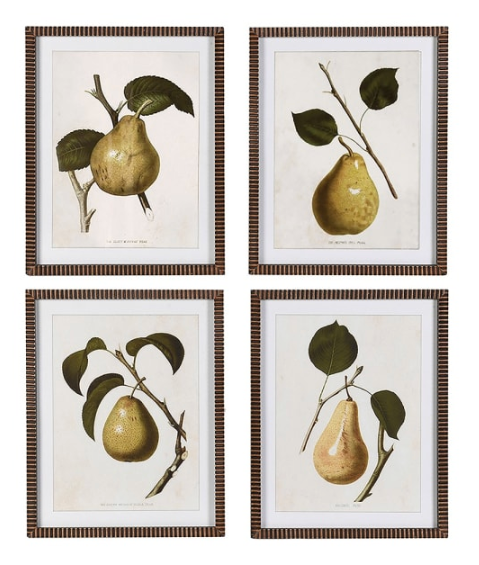 Set of 4 Pear Wall Art, 50 X 40 CM