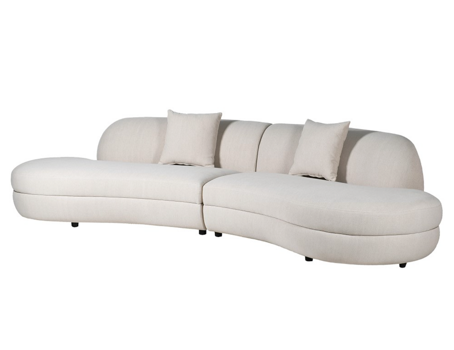 Oyster Linen Crescent Sofa, H72 X W315 X D135 CM