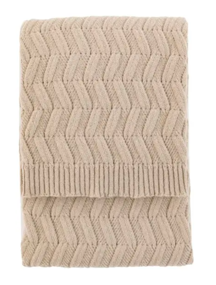 Herringbone Woven Knit Throw Natural - W130 X D170 CM