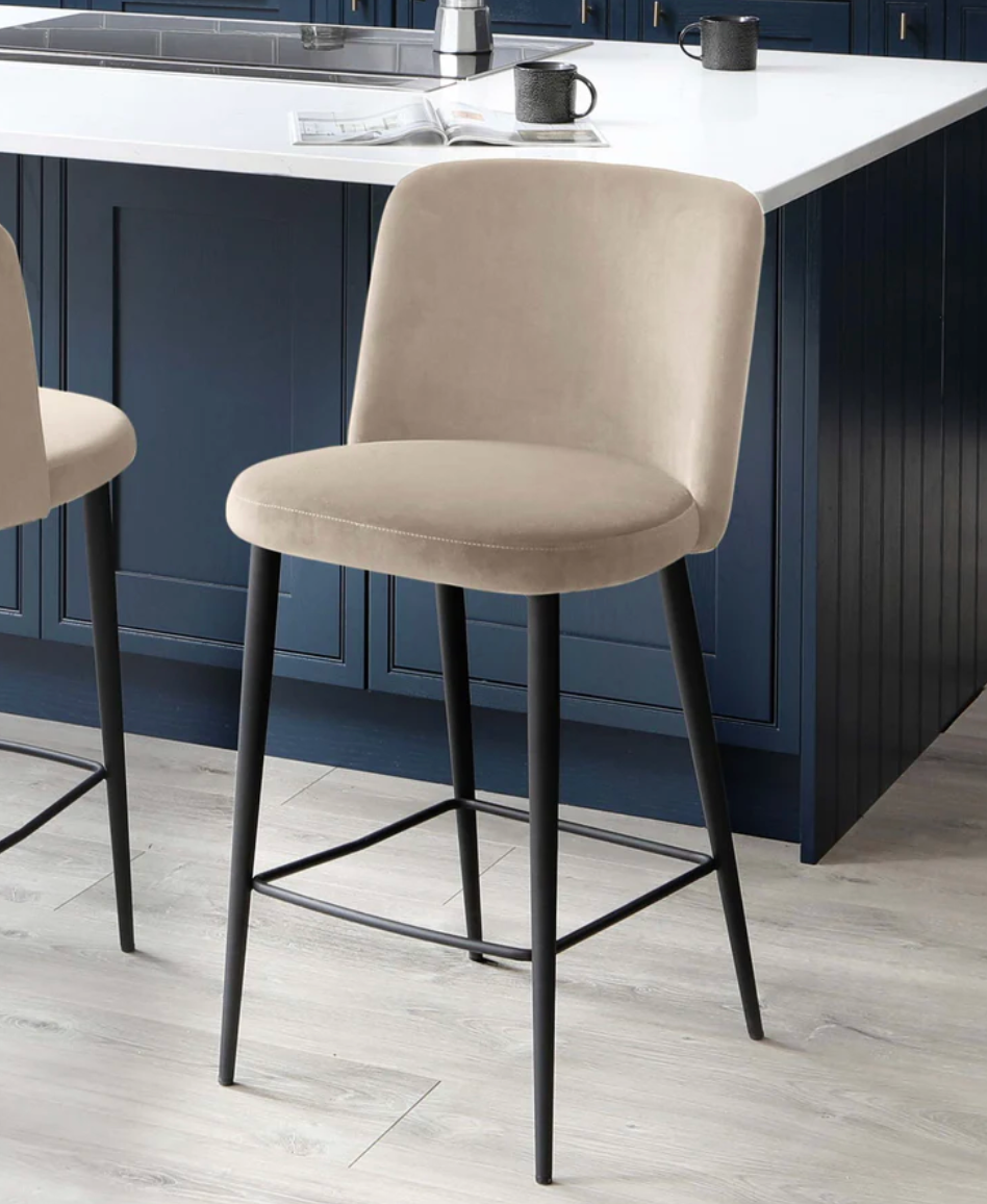 Trinny Champagne Velvet Bar Stool - H89 X W46 X D53.5CM
