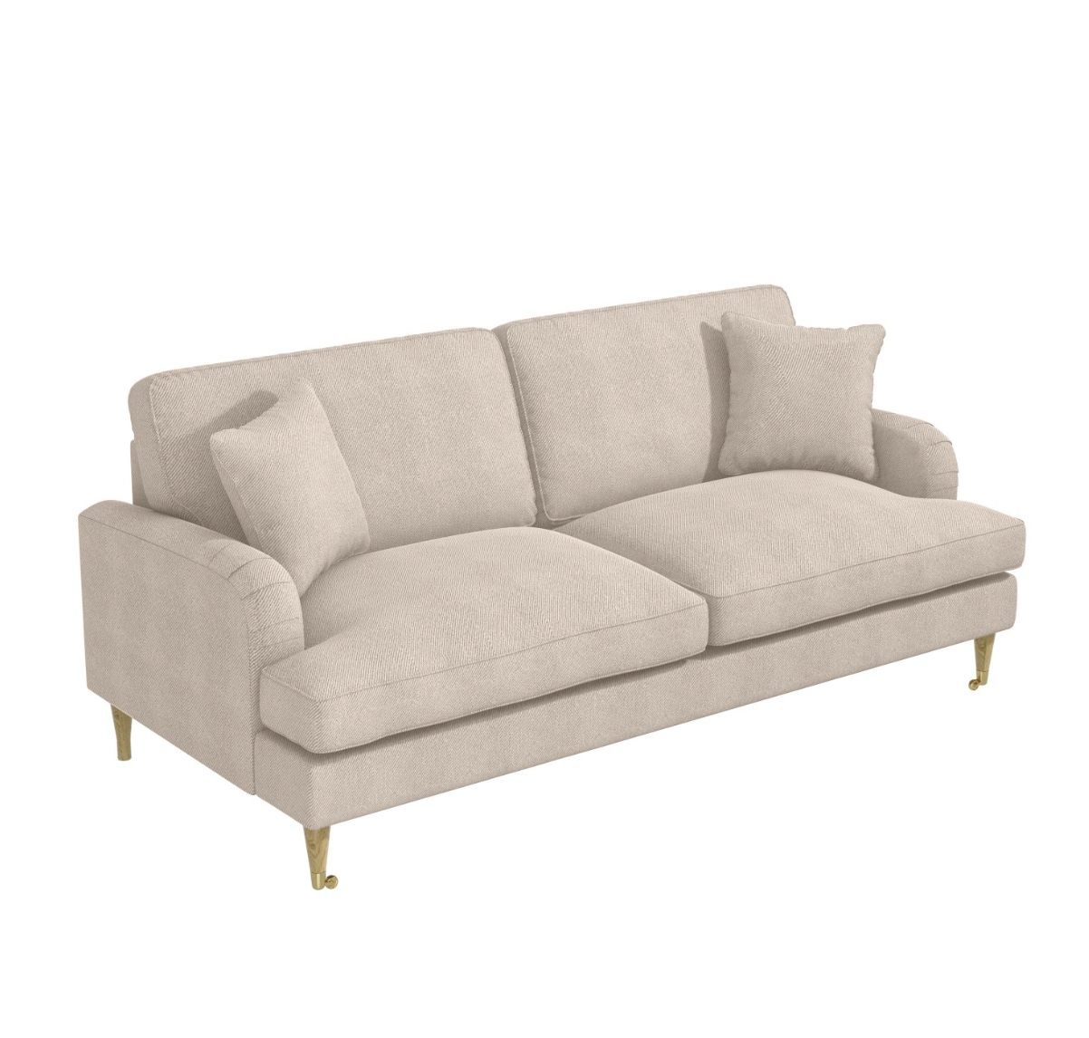 Beige Woven Fabric 3 Seater Sofa - Payton, W190 x D96 x H85 cm