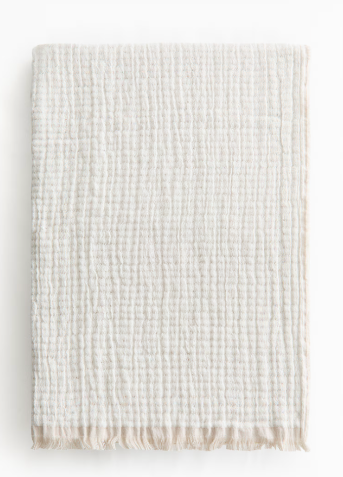 Cotton Muslin Blanket, Light/Beige 130X170CM