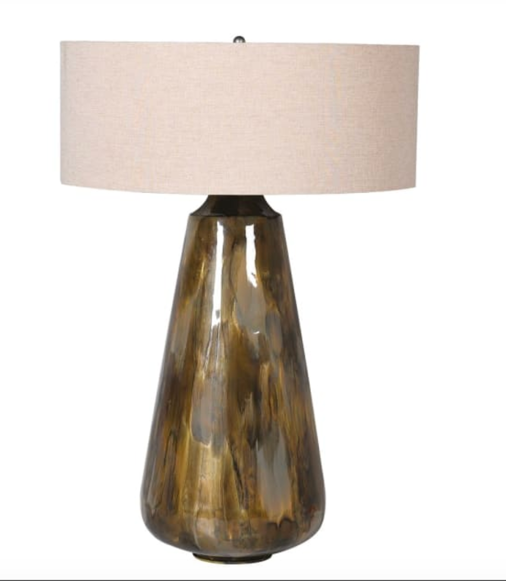 Bamboo Agate Enamel Table Lamp with Cotton Shade