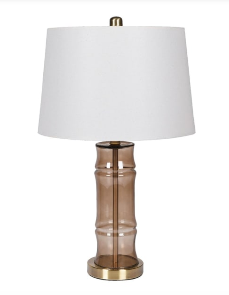 Glass Bamboo Lamp with Linen Shade