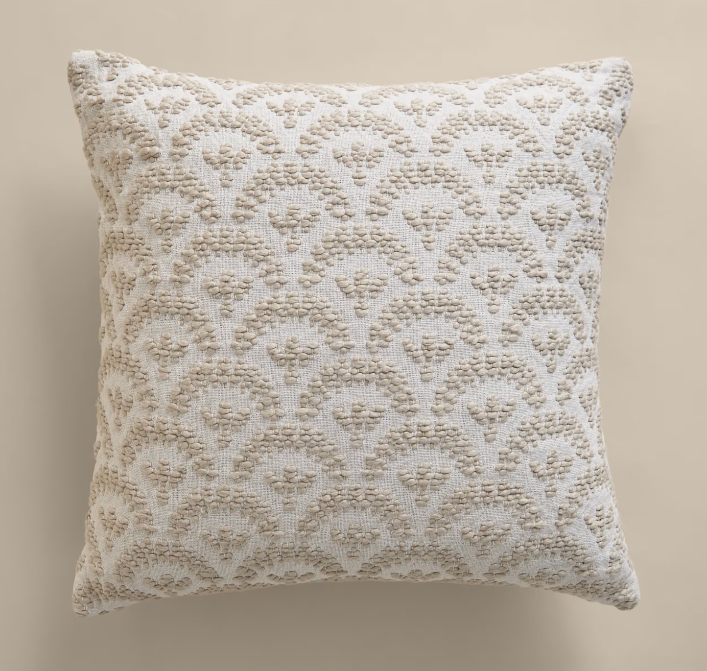 Pure Cotton Fan Jacquard Cushion, Natural - W45 X H45 CM