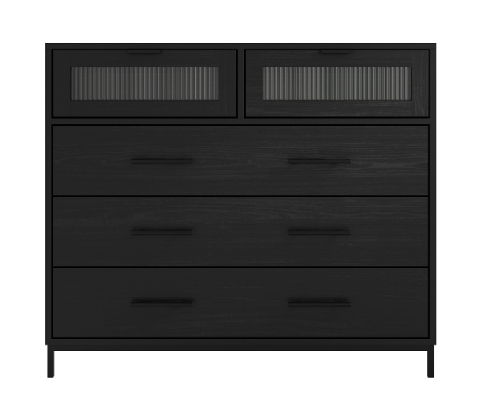 Edison Black Chest of Drawers, W40 x D95 x H80CM