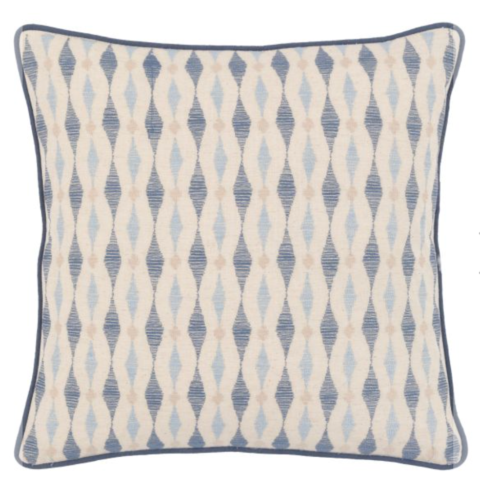 Sierra Ikat Embellished Cushion, Ink Blue - W45 X D45 CM