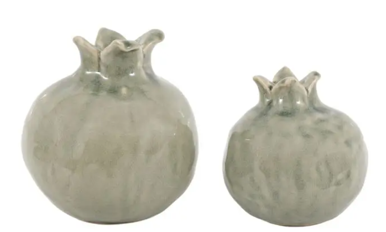 Pomegranates Sculpture Fennel Green Set of 2 Fennel Green