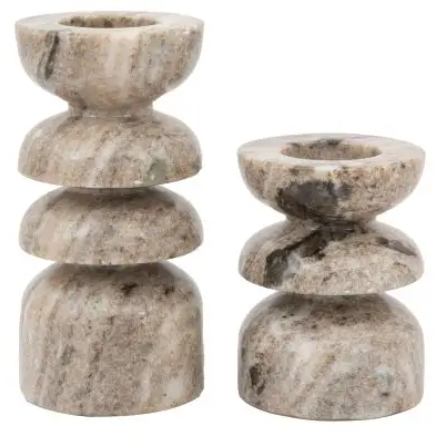 Azuaga Marble Candlestick Sandstone Set of 2