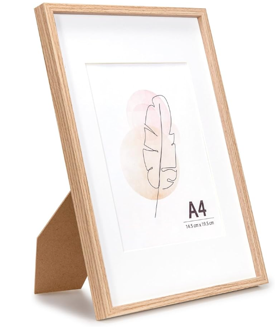 KAIWIN A4 Picture Frame Oak, Wooden Poster Frame suitable for 6x8