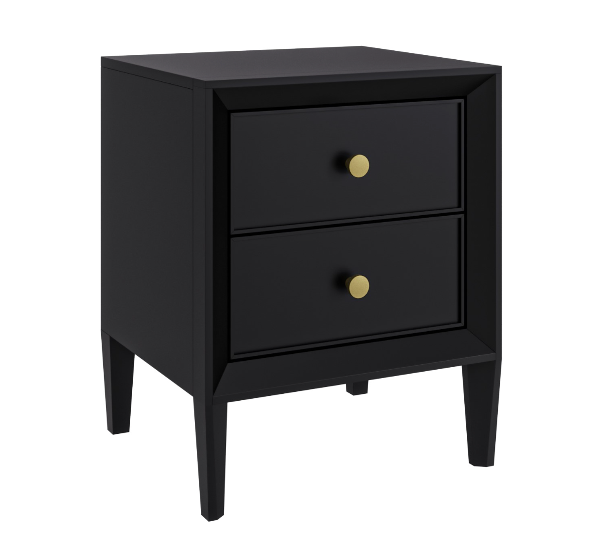 Black Wood 2-Drawer Bedside Table - Georgie, W45 x D40 xH56 cm