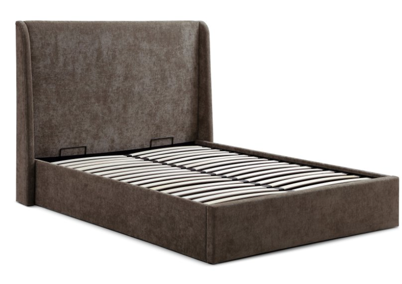 Denver Ottoman Bed Multi-Lift Mocha Herringbone Chenille King