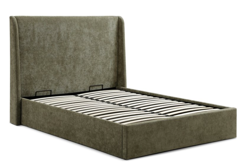 Denver Ottoman Bed Multi-Lift Olive Herringbone Chenille King
