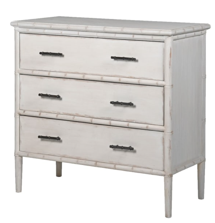 Nordic Gustavian Faux Bamboo 3 Drawer Chest