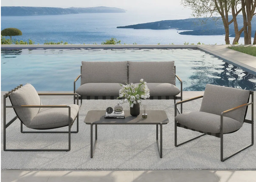 Modular Gray All-steel Webbing Sofa Set Of 4-piece