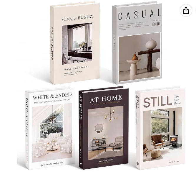 5 PCS Decorative Faux Books Set, Hardcover Fake Book Decor