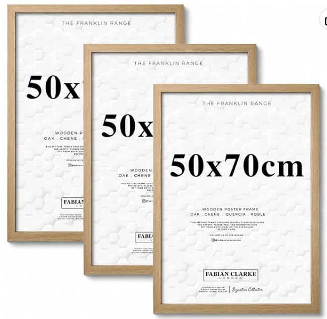 Fabian Clarke London® 3 Pack 50x70cm Modern Oak Wooden Picture Photo Frame