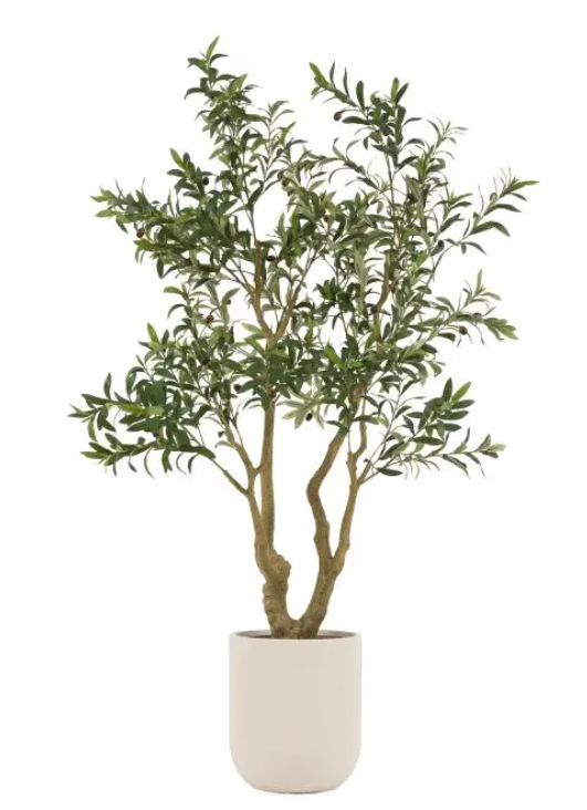 Faux Olive Tree in White Pot