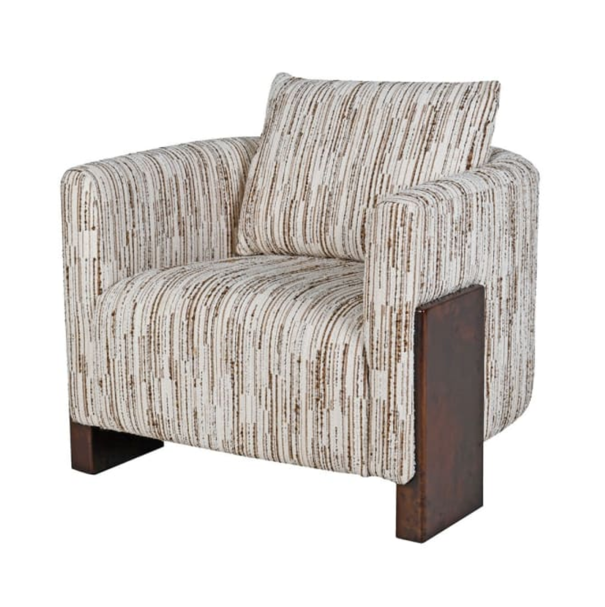 Brown Burl Effect Bouclé Armchair - H78 X W82 X D80CM