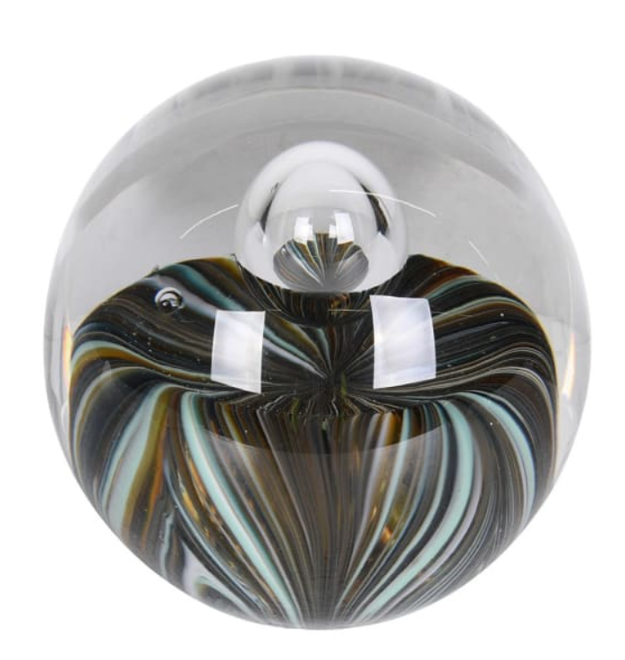 Green and Black Glass Paperweight