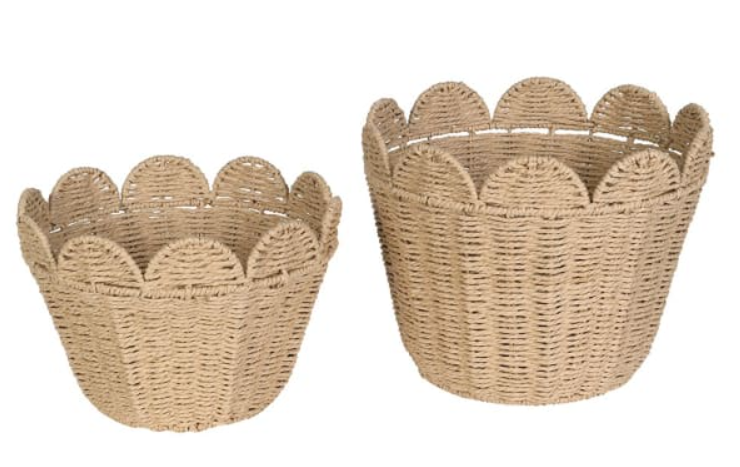 Set of 2 Scallop Edge Rope Basket