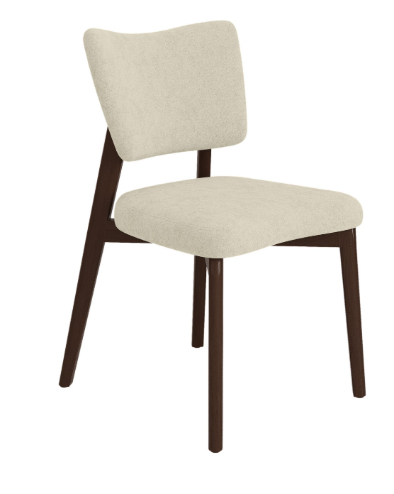 Beige Upholstered Dining Chairs with Walnut Legs - Greta