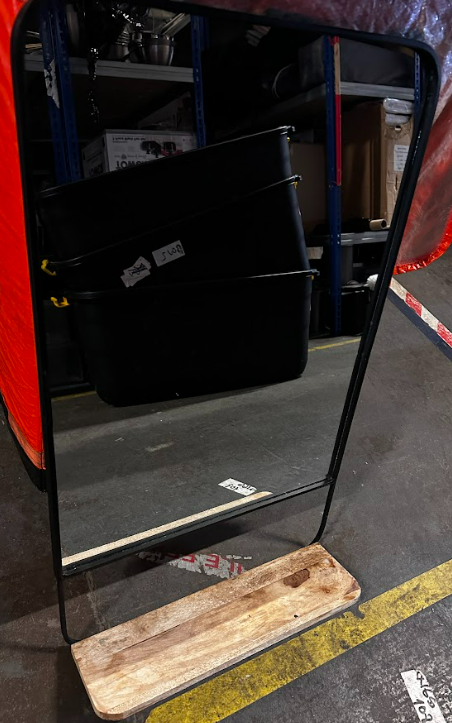 Rectangular Mirror with wood shelf, 75x45cm