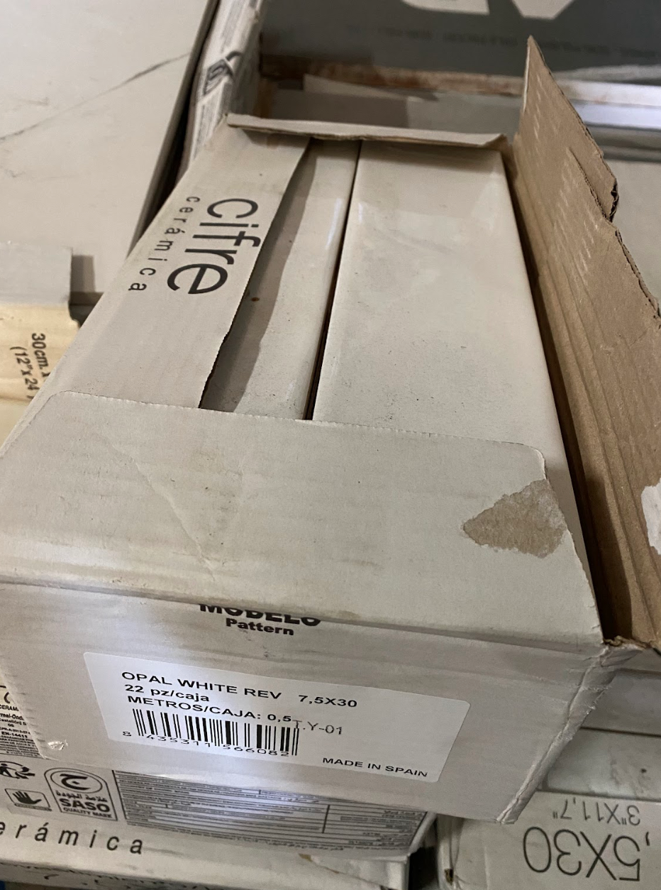 Opal White Rev 7.5 x 30cm Tiles