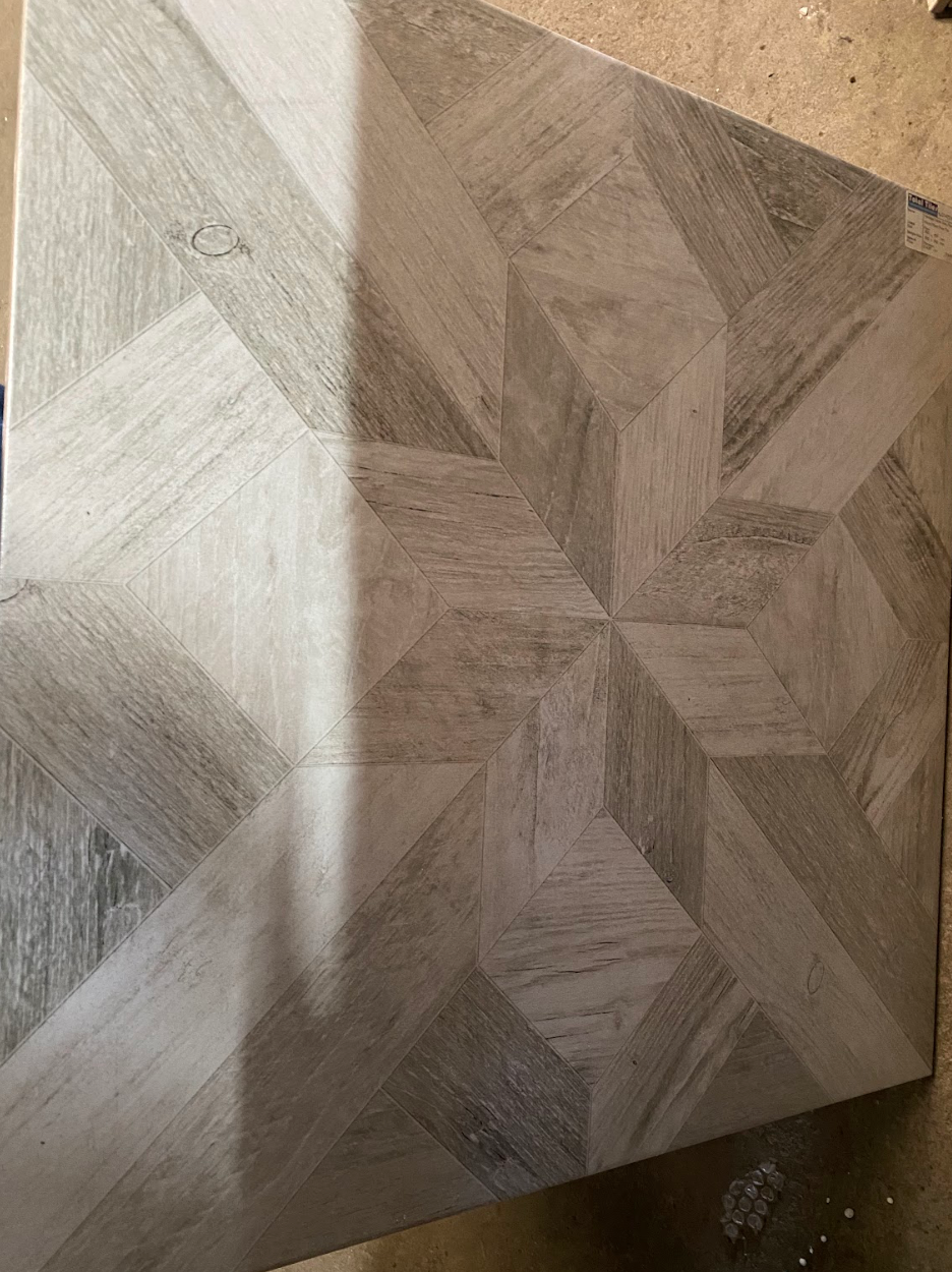 Heritage Cedar Grey Parquet Wood Effect Floor Tile 60.5 x 60.5