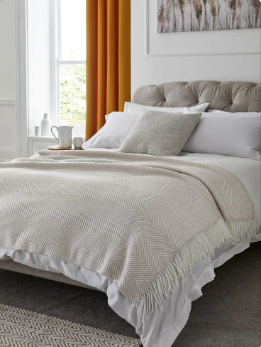 Herringbone Cosy Throw - Natural, 130x150