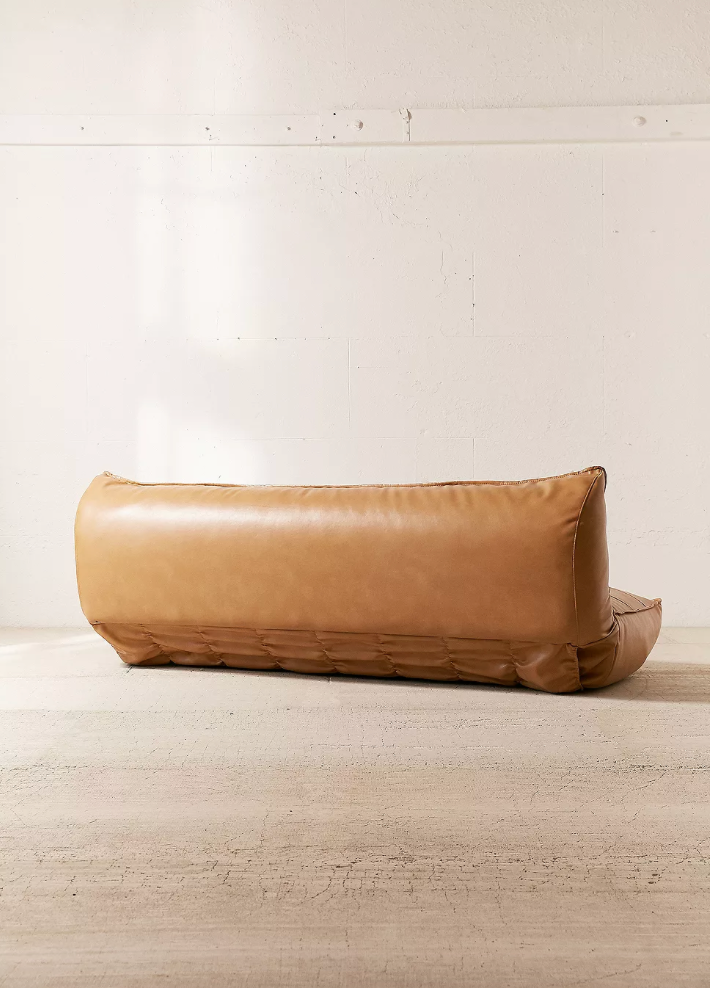 Greta Faux Leather XL Sofa Bed, Brown, 208cm x 106cm x 78cm