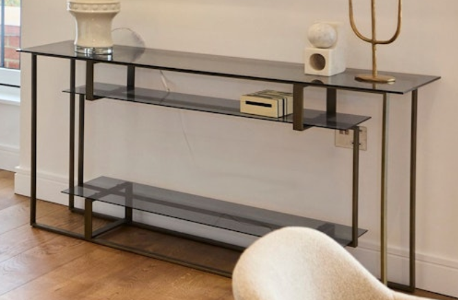 Glass Desk/Console - L: 140, W:40, D:78cm