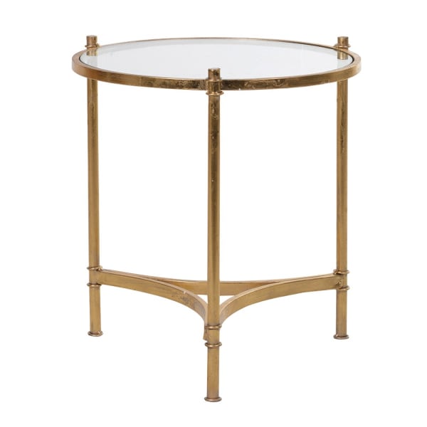 Gold Glass Side Table, 45x43cm