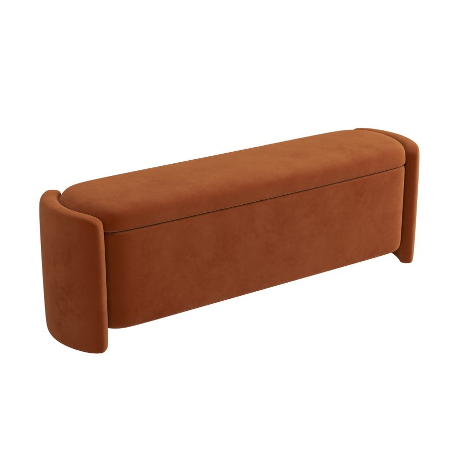 Rust Velvet Ottoman Storage Blanket Box - Taryn, 147 X 35 X 49CM